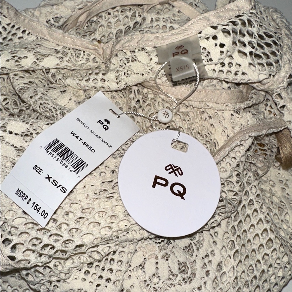 PILYQ *Water Lily Joy* tan lace boho crochet coverup maxi dress XS/S - Picture 6 of 6